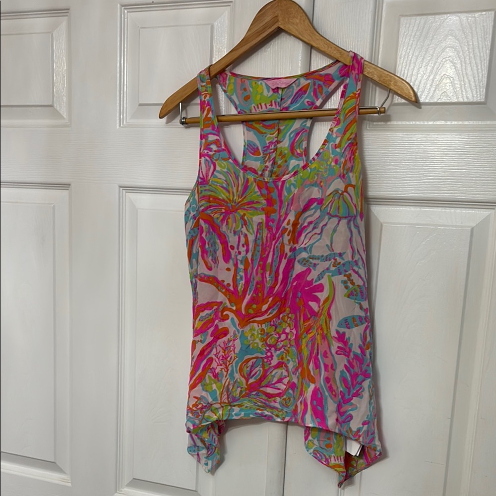 Lilly Pulitzer Womens Small Silk Sleeveless Tank Top Shirt